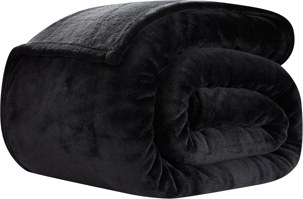 COOVA Oversized King Fleece Blanket 120x120 inches, Soft Cozy Warm Giant Extra Large 10'x10' Blanket for Bed, Sofa, Couch,Travel, Camping, California Huge Flannel Big Throw Blanket, Black