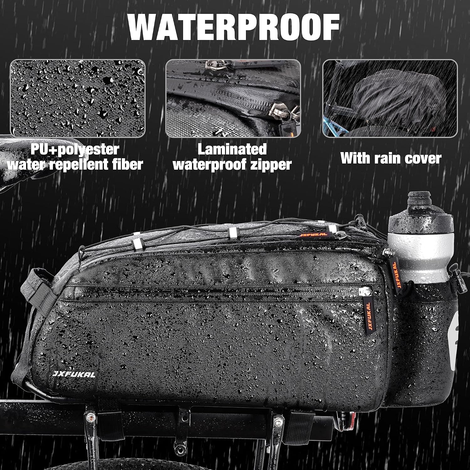 JXFUKAL Bike Bags for Bicycle Rear Rack, 13L/20L Supportive Bike Rack Bag
