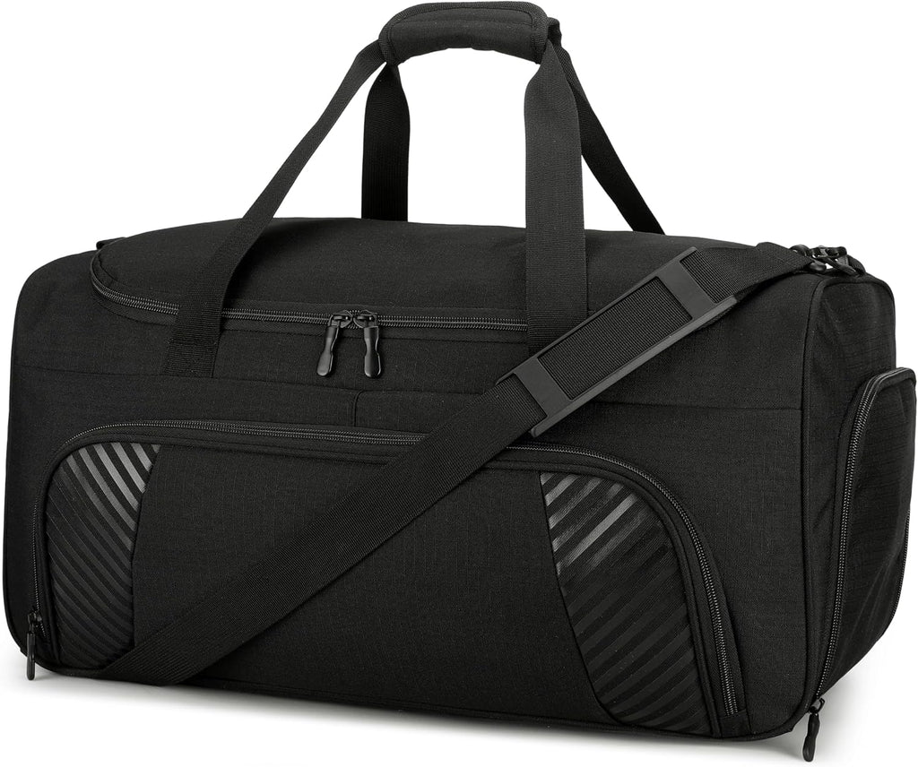 Urbanstand Gym Bag with Shoe Compartment - 50L Black Durable Large Duffle Bag for Travel, Weekender Carry On Duffel Bag for Men, Sports, Fitness & Workout