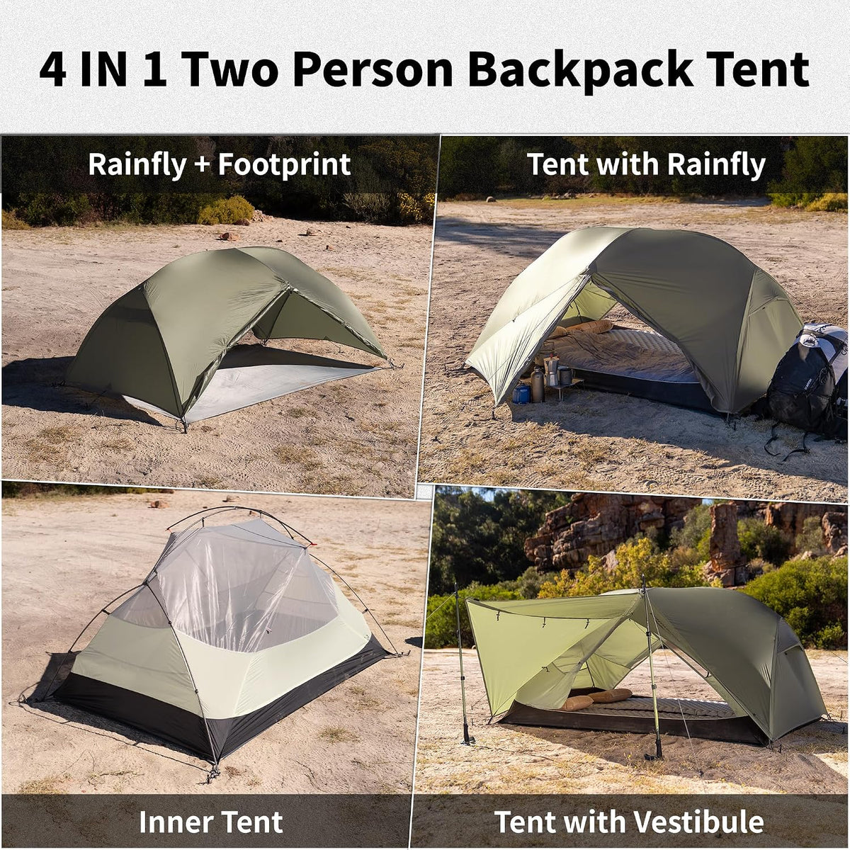 Naturehike Mongar Upgraded 1/2/3 Person Backpacking Tent,Waterproof Lightweight Camping Tent with Footprint