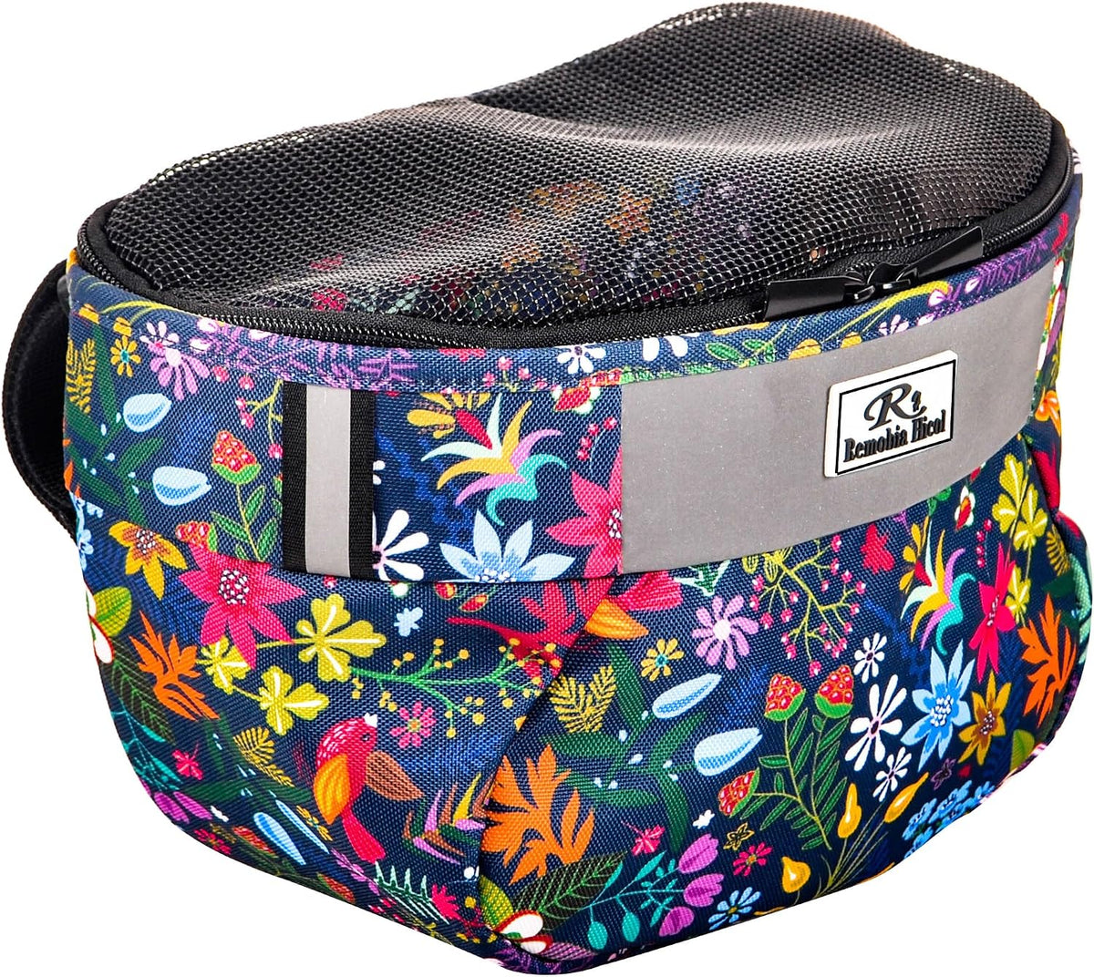 Remobia Hicol Kids Bike Basket,Durable Front Frame Bicycle & Scooter Basket Bag,Waterproof Fabric Bicycle Handlebar Bag for Boys, Girls, Toddlers with Zipper Mesh Lip(Flower)