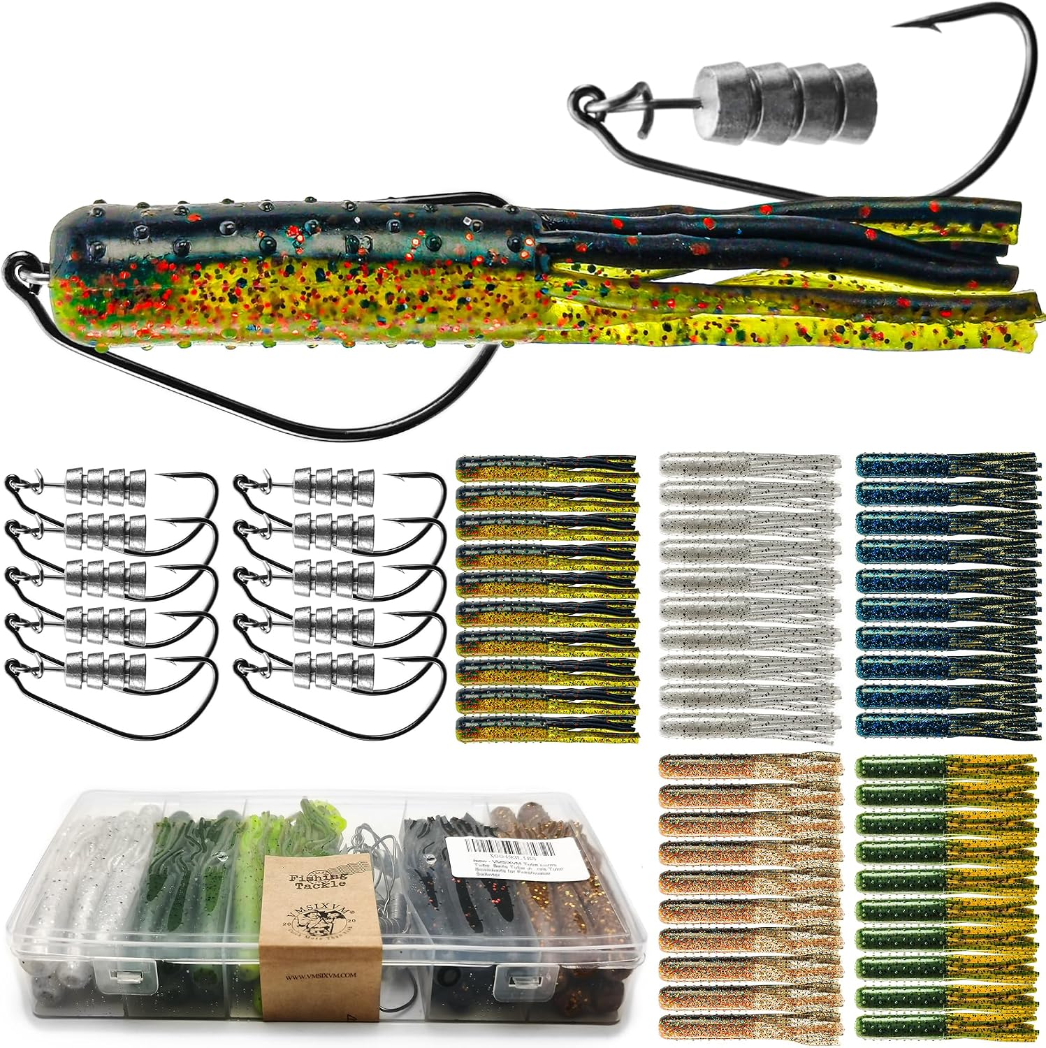 Tube Lures Jig Heads Hooks Tube Baits Worms for Bass Fishing