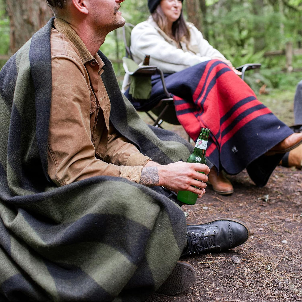 Arcturus Backwoods Wool Blanket - 4.5lbs, Warm, Heavy, Washable, Large | Great for Camping, Outdoors, Survival & Emergency Kits (Olive Green Buffalo)