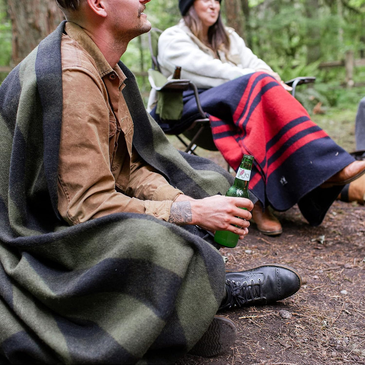Arcturus Backwoods Wool Blanket - 4.5lbs, Warm, Heavy, Washable, Large | Great for Camping, Outdoors, Survival & Emergency Kits (Olive Green Buffalo)
