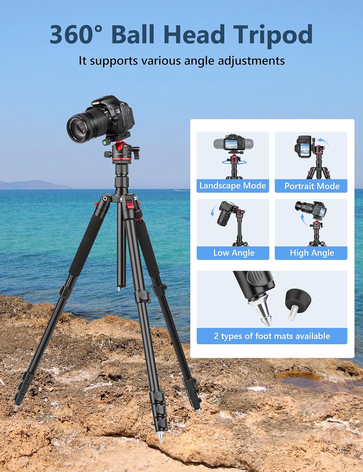 78" Porfessional Tripod for Camera & Phone, Victiv Aluminum Tripod Monopod