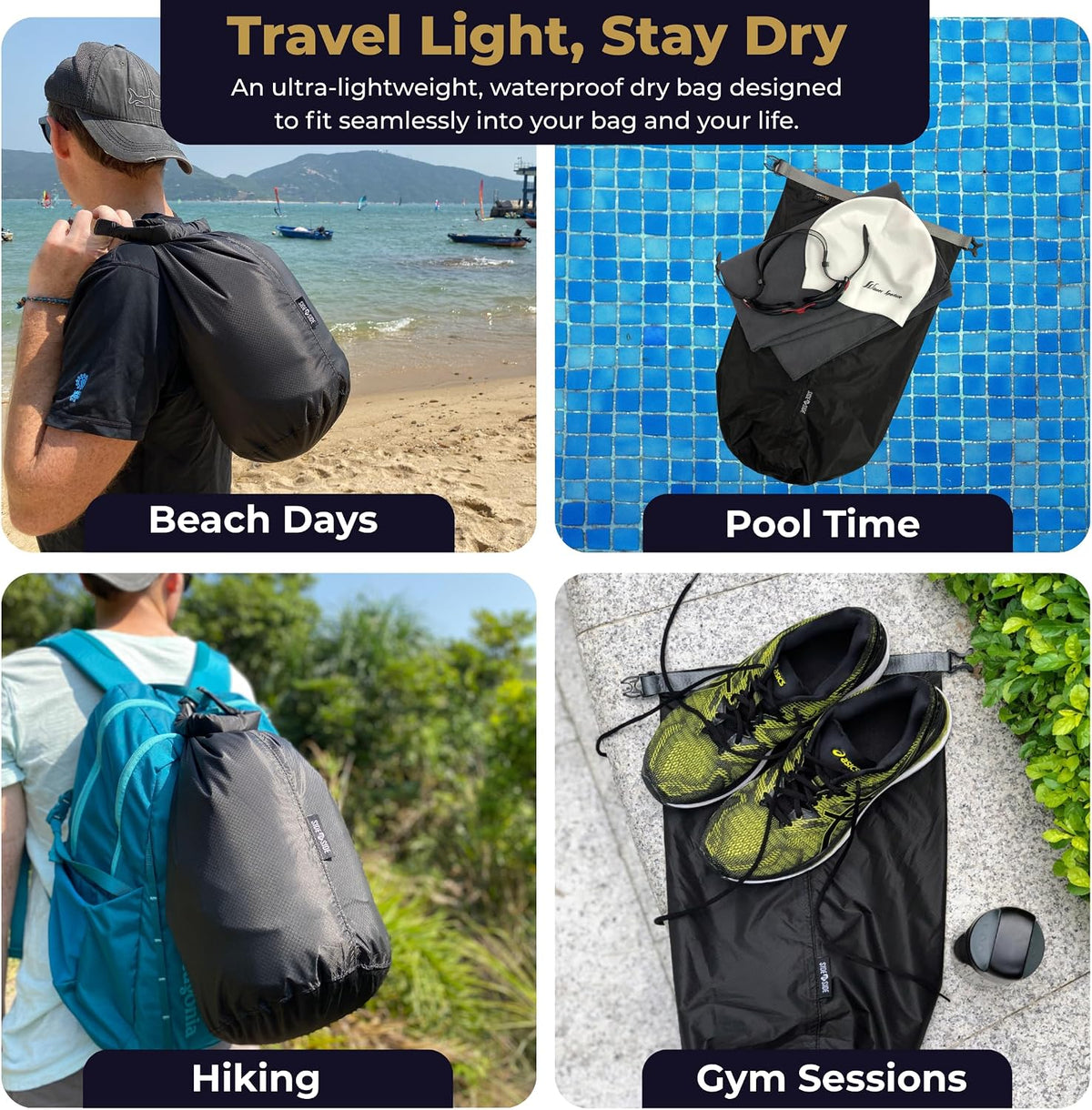 SIDE BY SIDE Small Lightweight 10L Dry Bag, Stuff Sack for Backpacking