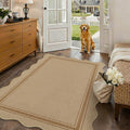 Zeeinx Easy Jute 3x5 Outdoor Scalloped Rug Washable Area Rug