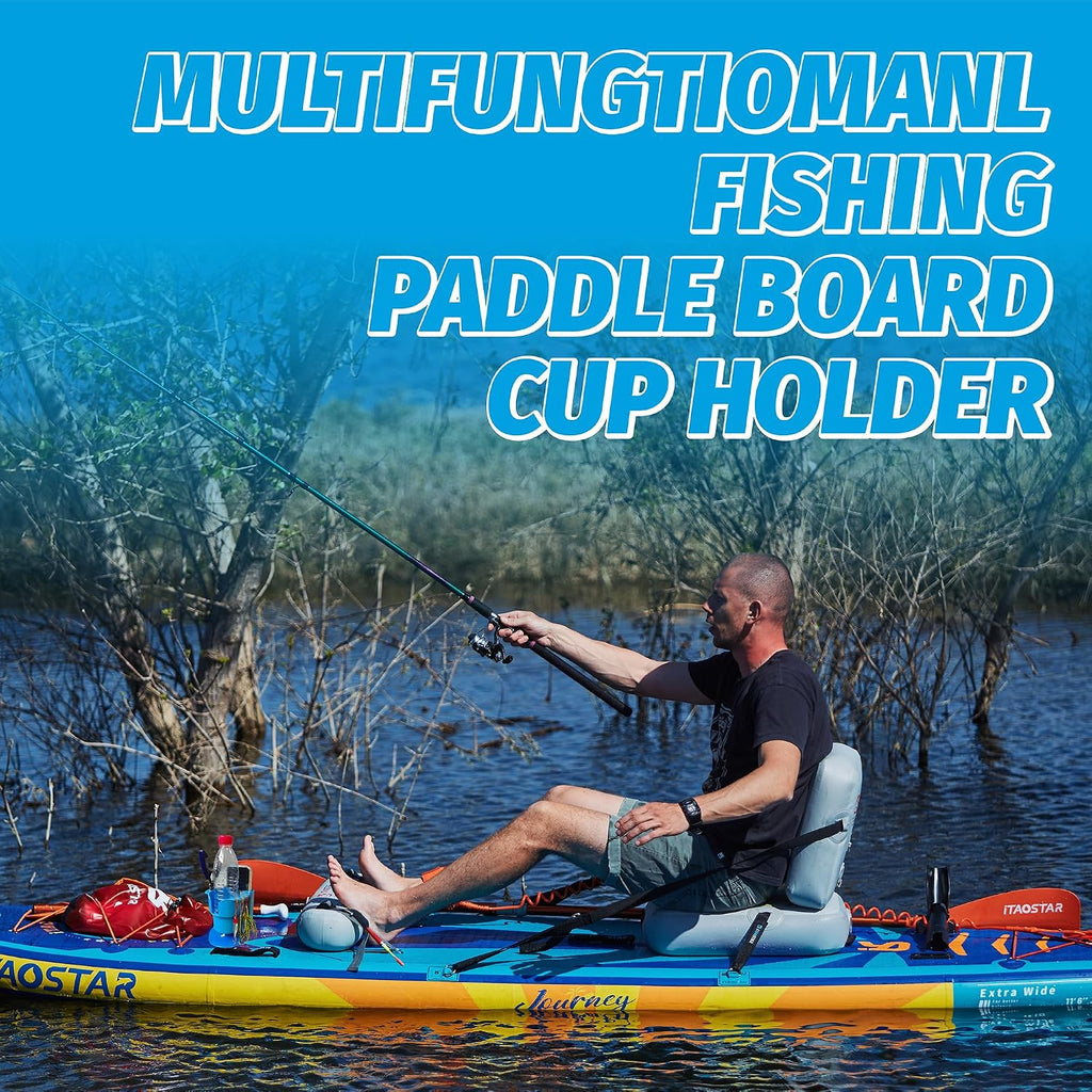 iTAOSTAR Multi Function Paddle Board Cup Holder,Two Section Paddle Board Drink Holder Suitable for Types of Cup/Bottle/Drink, Convenient Paddle Board Accessories for Fishing Gears and Phone Holder