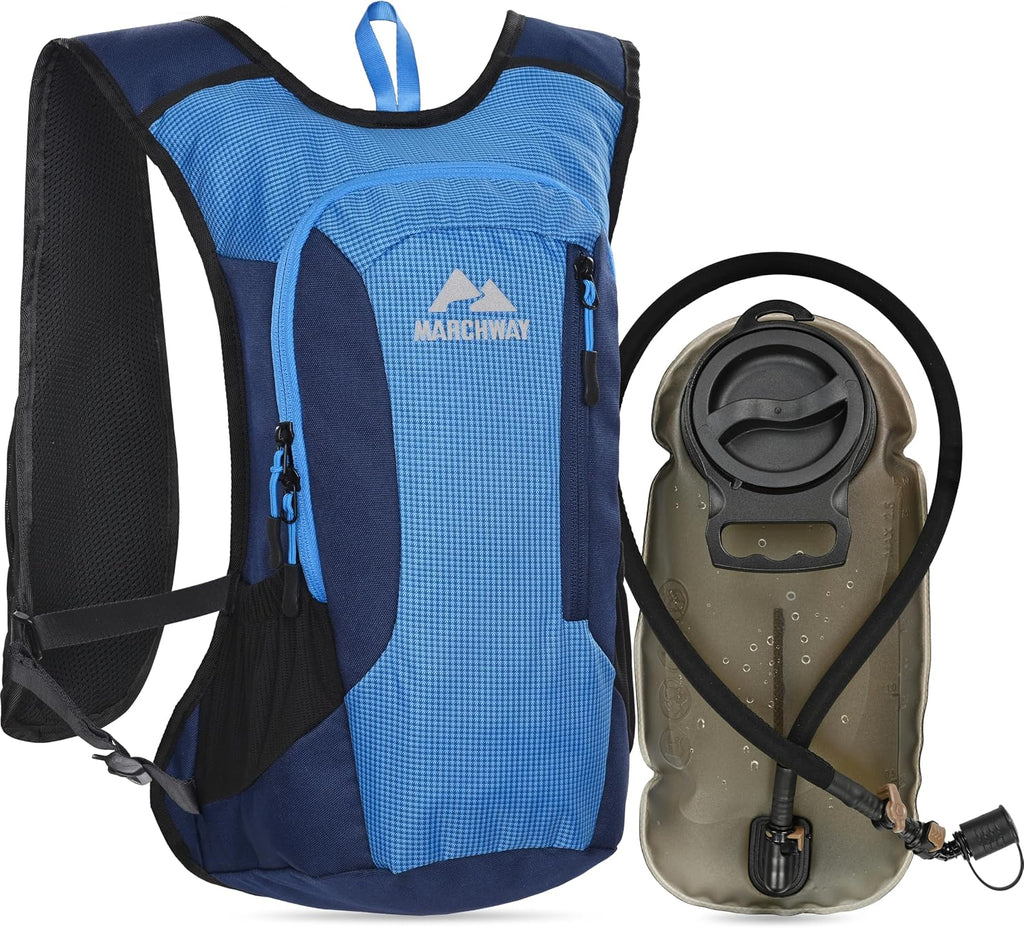 MARCHWAY Lightweight Hydration Backpack with Vest Style Straps & 2.5L TPU Water Bladder, Versatile Sleek Multi-Pocket Pack for Hiking, Cycling, Running, Backpacking, Travel