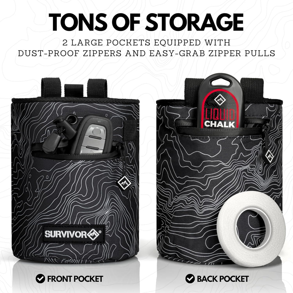 SURVIVOR Chalk Bag + Refillable Chalk Ball Bundle