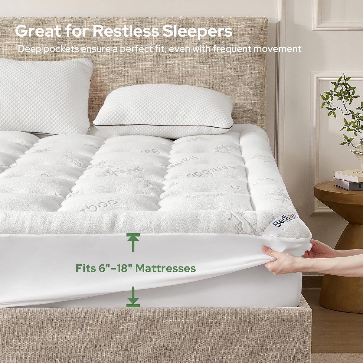BEDLORE Queen Mattress Topper , Thick Pillow Top Mattress Pad