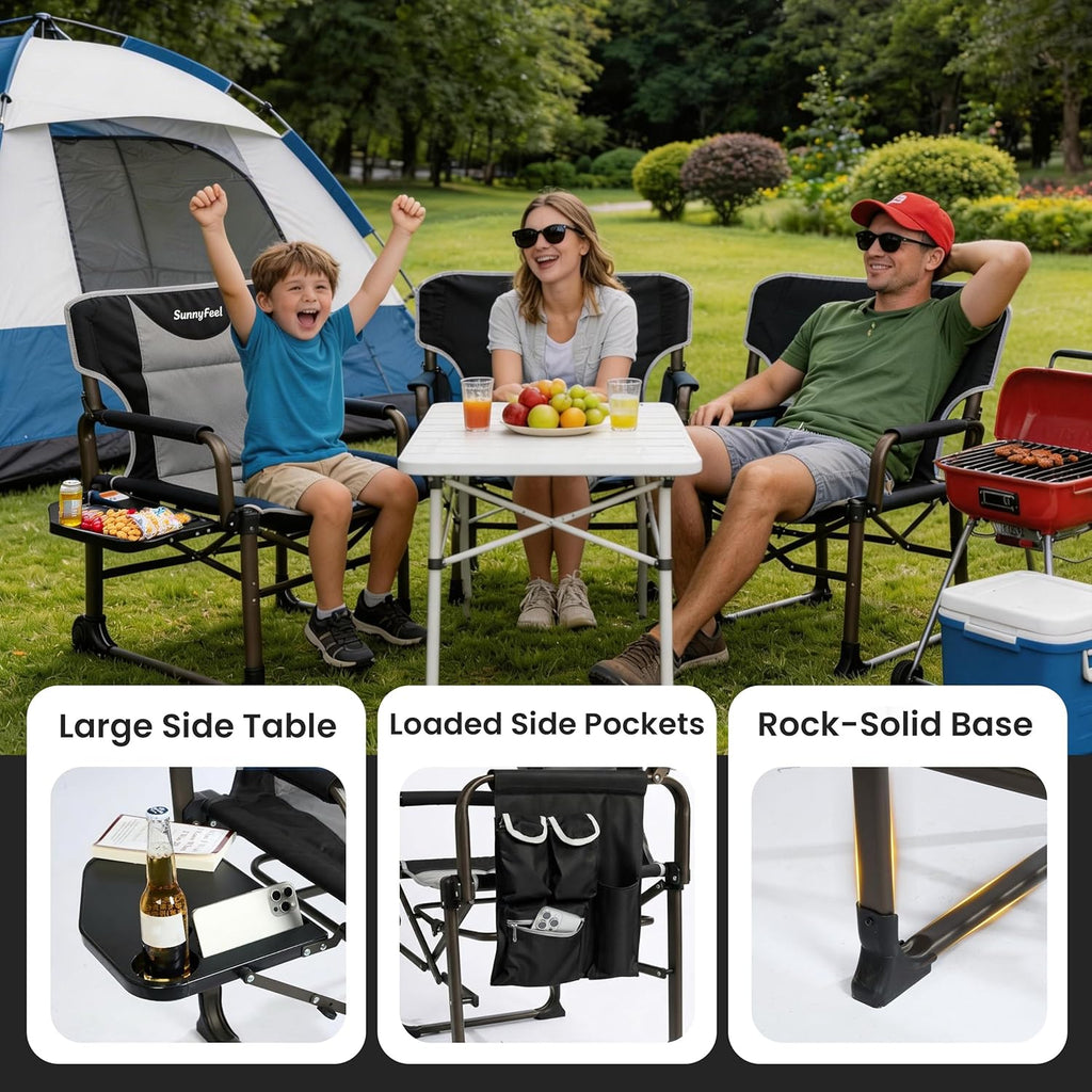 SUNNYFEEL Oversized Camping Directors Chair for Adults with Side Table