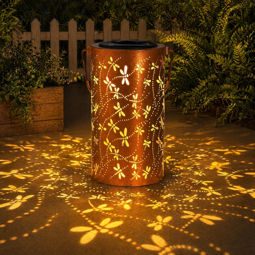 DIBIEECN Birthday Gifts for Women Mom Grandma Wife, Solar Lanterns Outdoor Waterproof, Metal Hanging Lights Garden Decor, LED Decorative Lantern for Patio Porch Backyard, Sun and Moon, 1 Pack