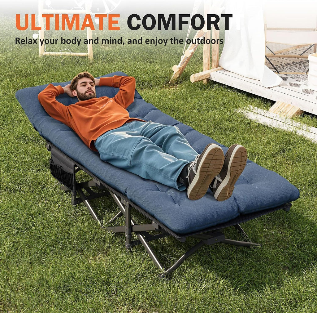 ATORPOK Camping Cot for Adults with Comfortable Cushion, Folding Bed