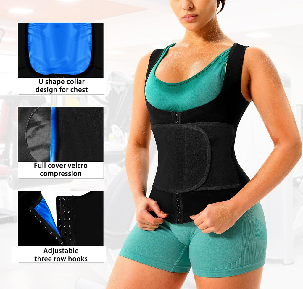 Sauna Suit for Women Sweat Shirt Heat Trapping Tank Top Workout