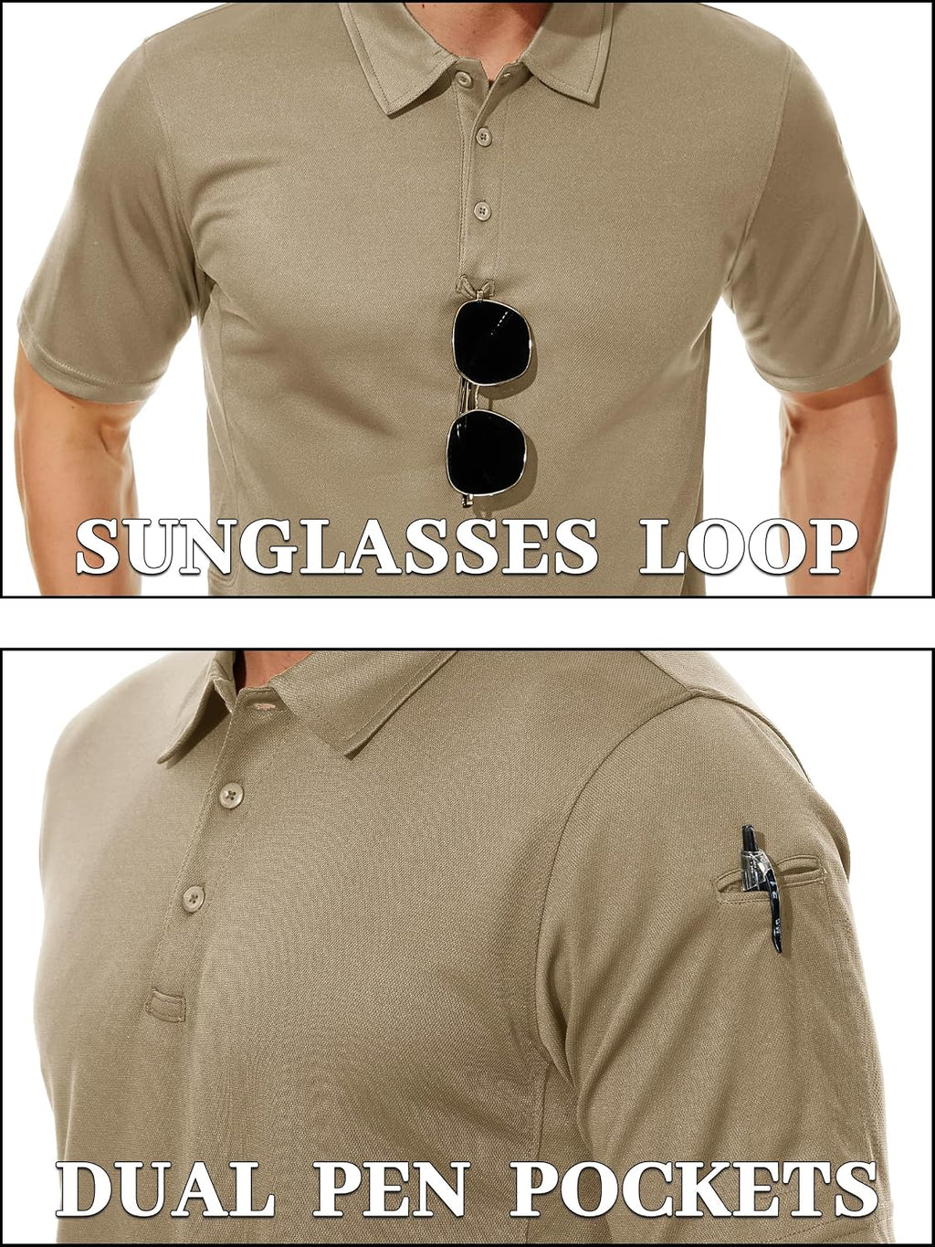 TACVASEN Mens Polo Shirts Short Sleeve Quick Dry Collared Shirt Performance Pique Polos for Athletic Tactical Golf Work