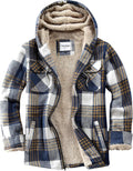 Men's Zip Up Flannel Shirt Jacket Fleece Lined with Hood