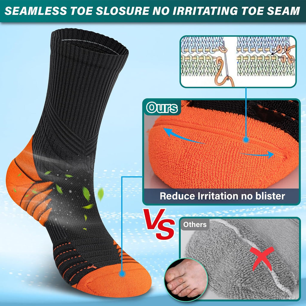 Hylaea Unisex Crew Socks for Running Athletic, Comperssion & No Blisters
