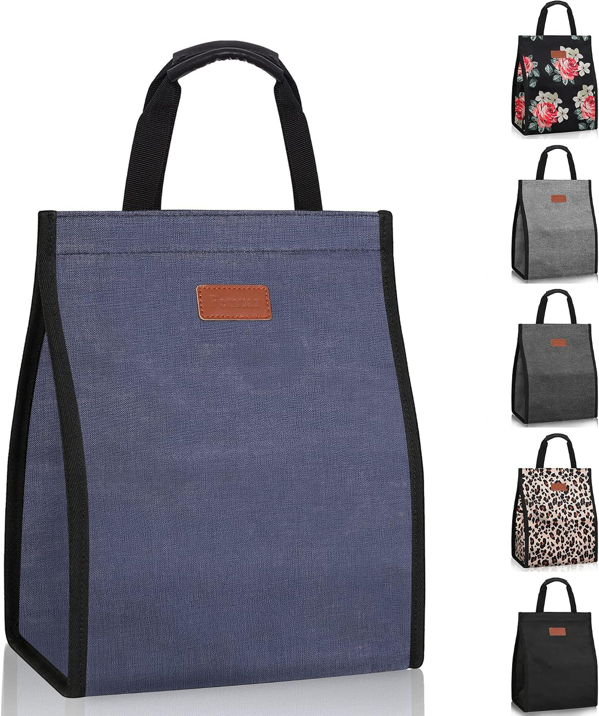 Lunch Bags for Women Insulated Reusable Lunch Tote with Internal Pocket, Adult Lunch Tote bag for Work (Black