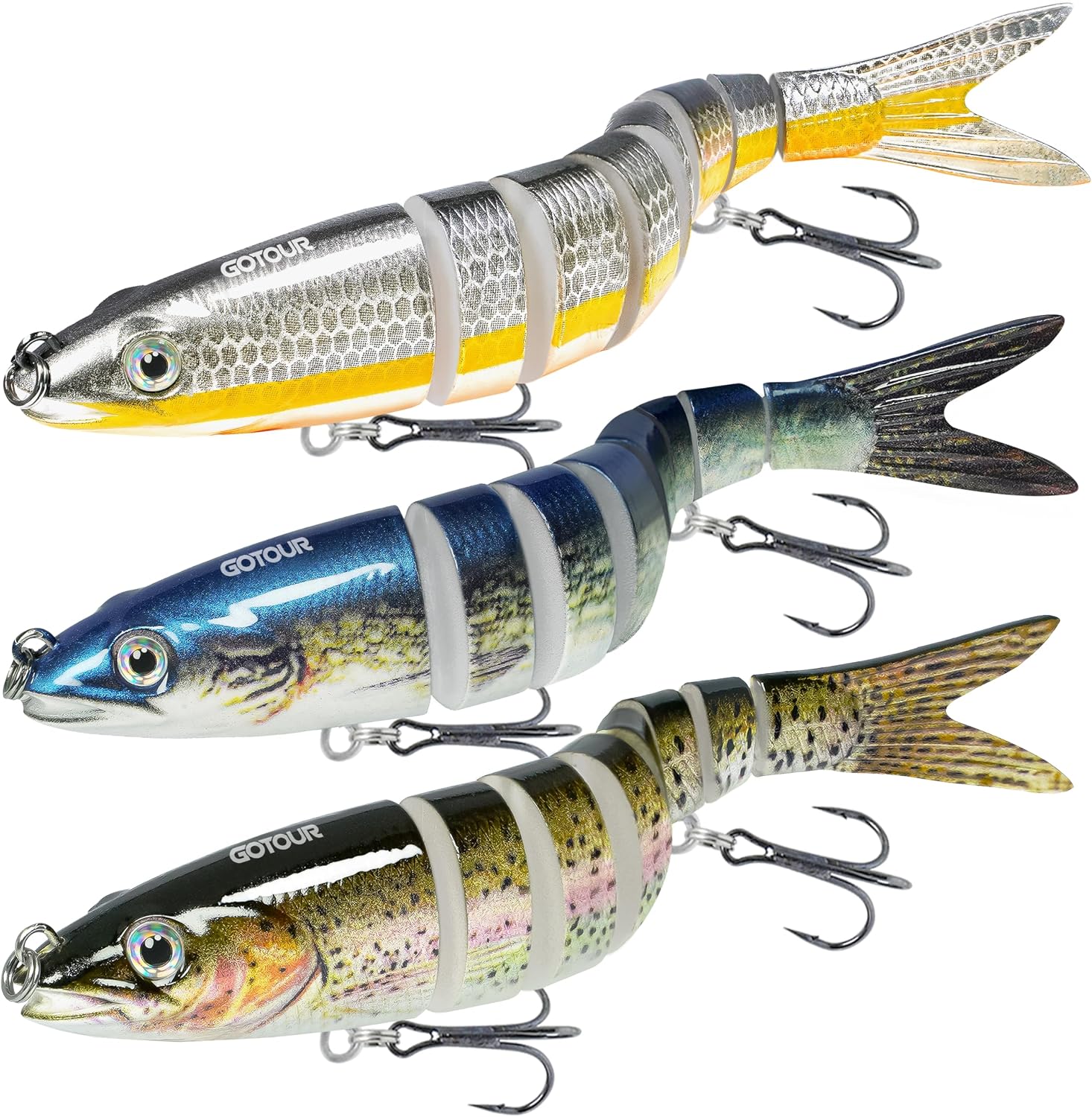 GOTOUR Jointed Swimbaits, Easy Catch Fishing Lures for Bass Trout Crappie