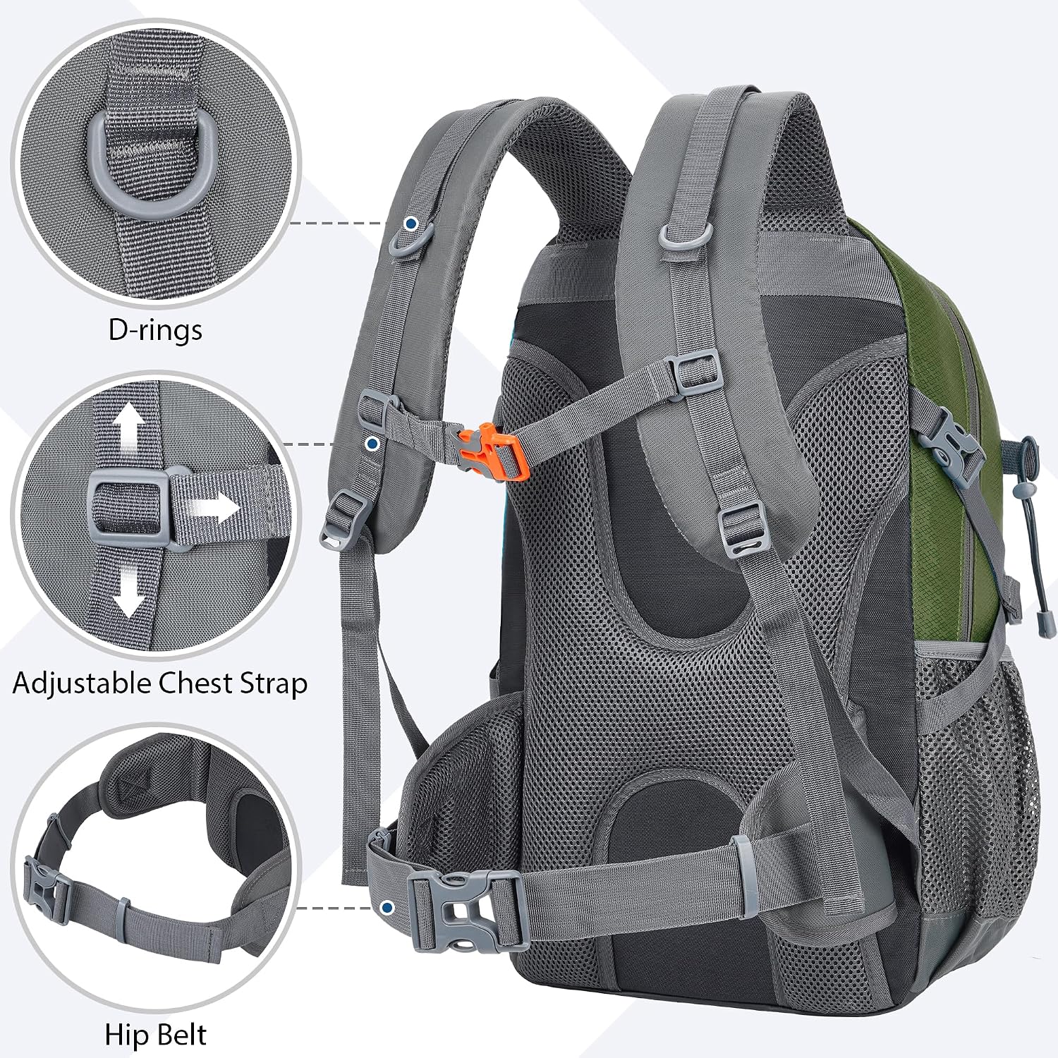 Hiking Backpack 30L Lightweight Travel Daypack Small Day Pack for Men Women Outdoor Camping Backpacking, Army Green