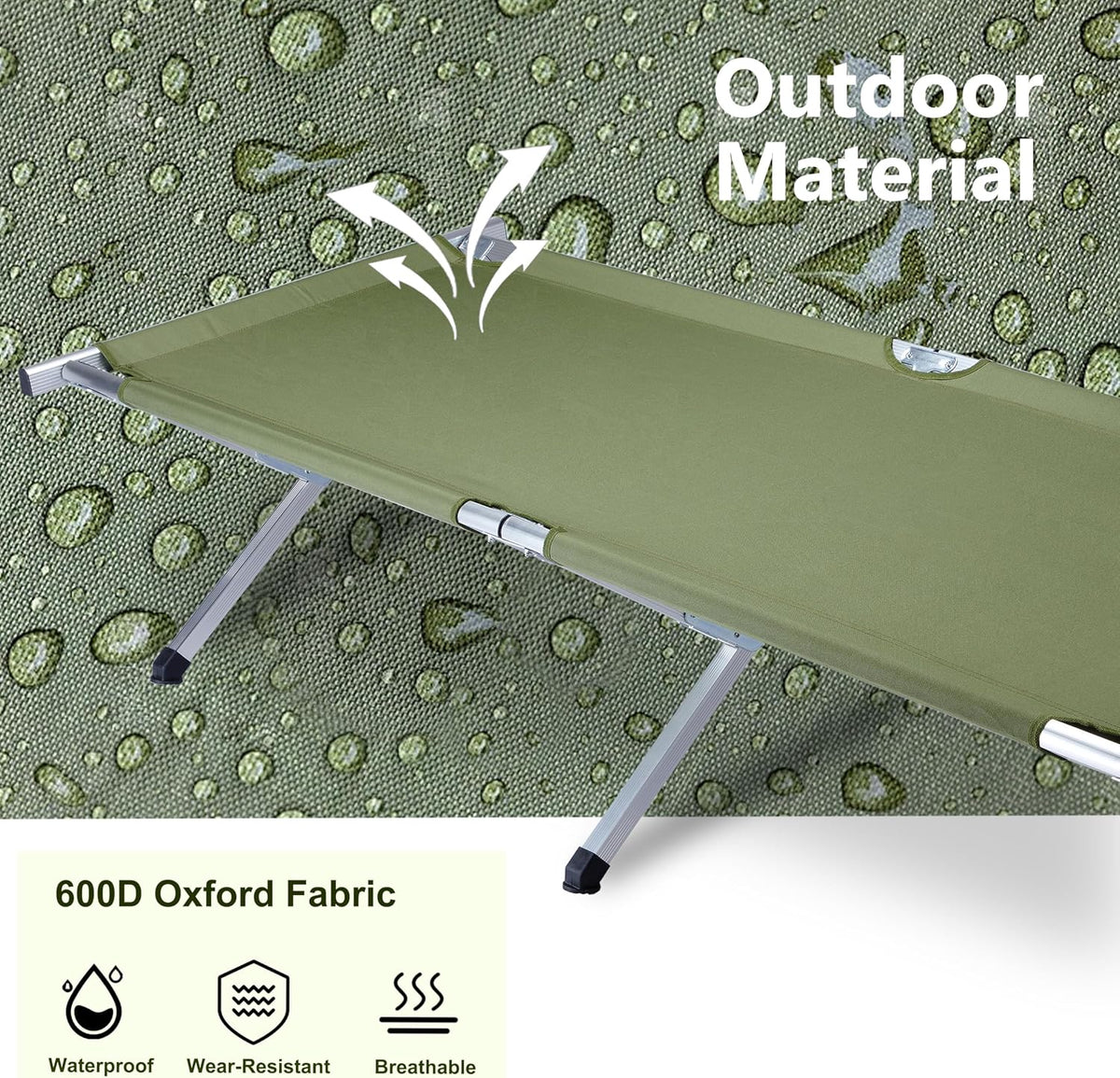 Outvita 25" Wide Folding Camping Cot with Carry Bag for Adults Outdoor