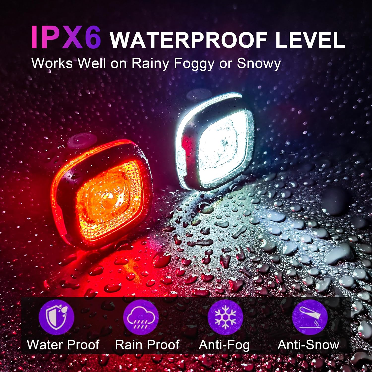 Bicycle Front & Rear Lights, Type-C Rechargeable LED Bike Light Set, IPX6,Waterproof Flashlight for Night Riding, Safety Headlight Taillight, Kids Girls Children's Bicycle Accessories