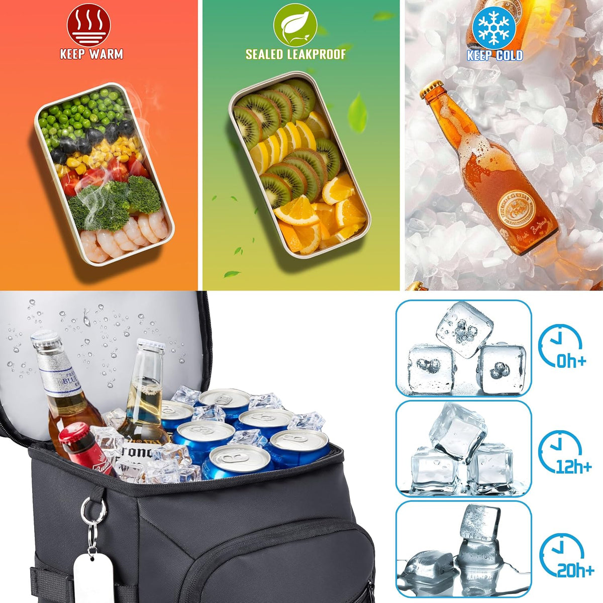 DEYACE Cooler Backpack, 33 Cans Tactical Inspired Backpack Cooler Insulated Leak Proof for Men & Women Portable 2 Leak Proof Compartments Coolers Bag for Beach Travel Picnic Lunch Hiking BBQ Camping