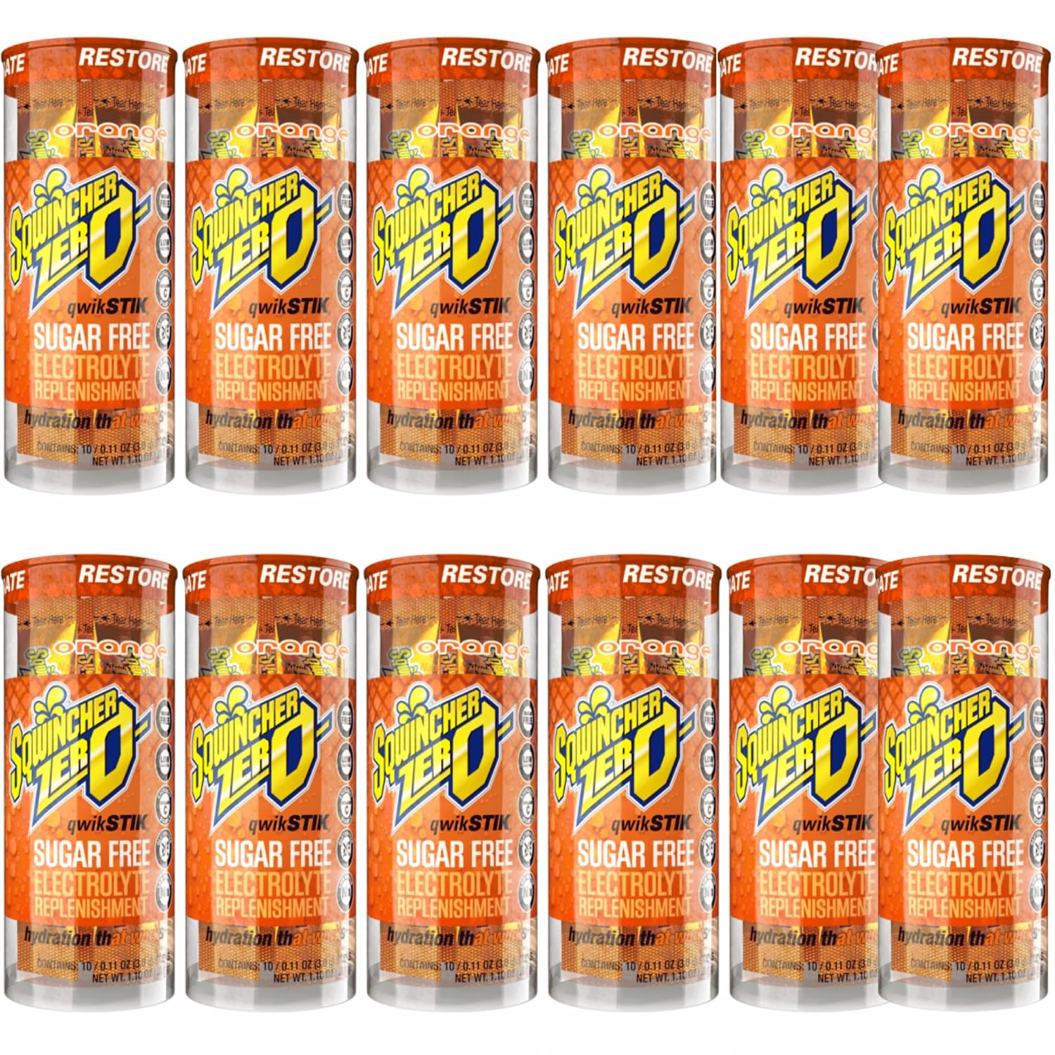 Sqwincher Zero Qwik Stik - Single Serve, Sugar Free, Low Calorie, Low Sodium Electrolyte Replacement Powder Hydration Drink Mix, 0.11 oz Packet (Pack of 250)