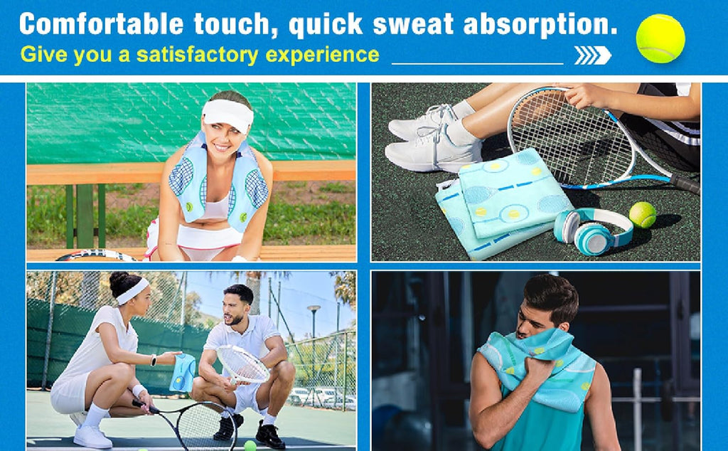 VitalCozy 6 Pcs Tennis Sweat Towel Tennis Gift for Women Cooling Sports Towel with Clip 15 x 17 Inch Absorbent Fast Drying Gym Sport Accessories for Men Team Coach Sport Player Fitness (Fresh)