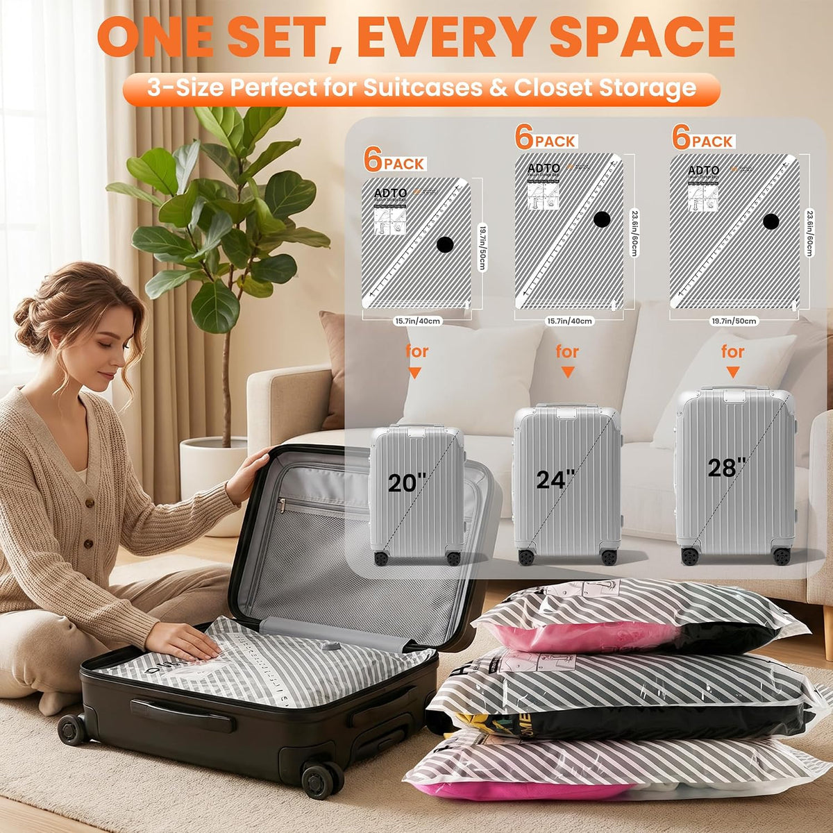 18 Pack Travel Vacuum Storage Bags for Clothing with Rechargeable Electric Pump, Compression Packing Bags for Luggage and Suitcase, Space Saver Seal Bags for Clothes Travel Essentials