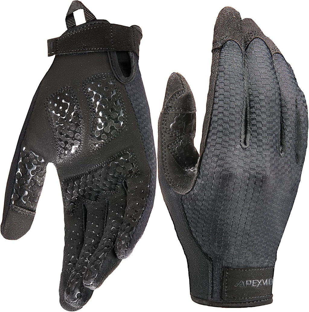 COOLJOB Padded Gym Workout Gloves for Men with Grip, Slim-fit, S-XL Black