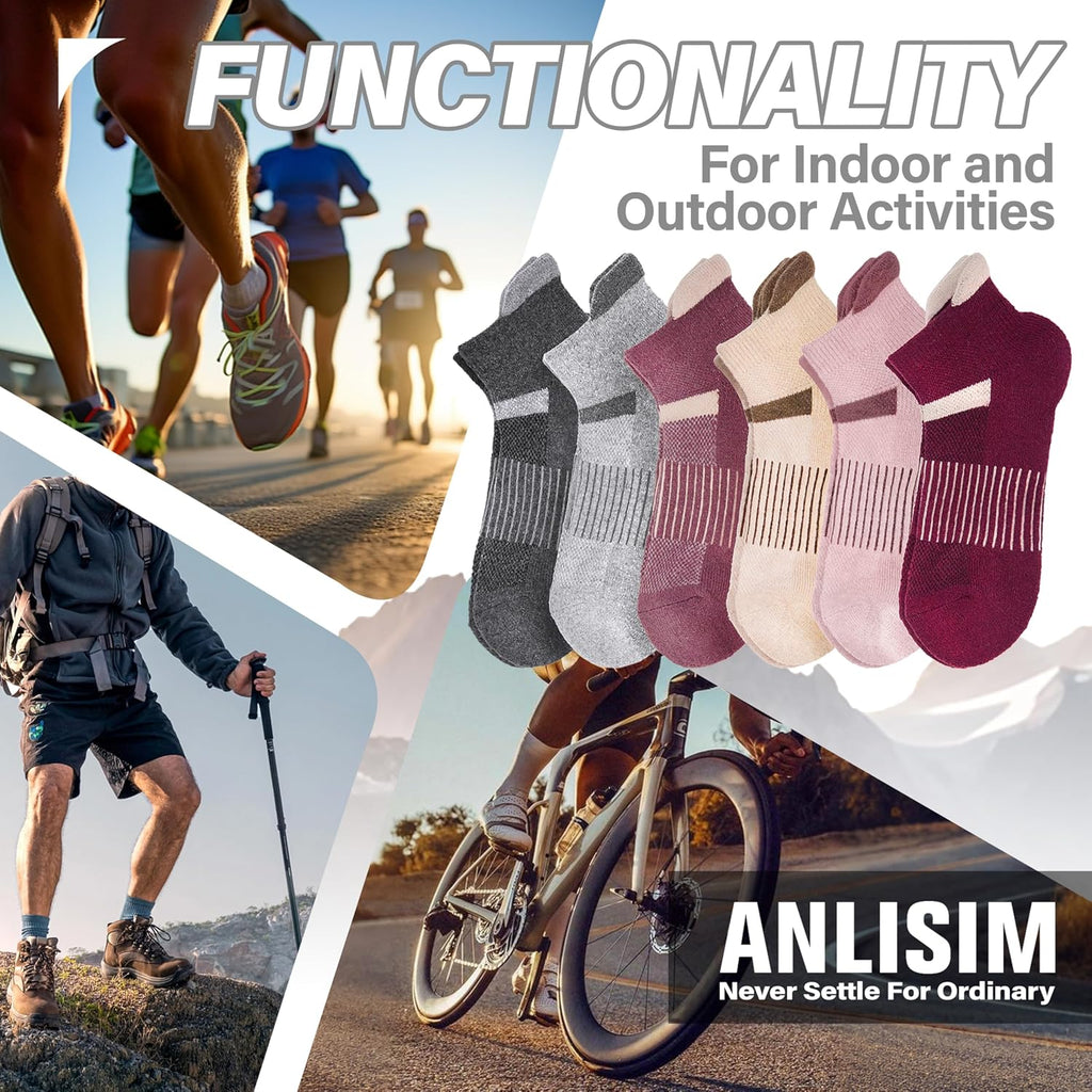 Anlisim Merino Wool Ankle Running Hiking Socks for Women and Men
