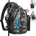 Piscifun Fishing Backpack, Rod Holders, Lightweight Sling Bag, Black Camo
