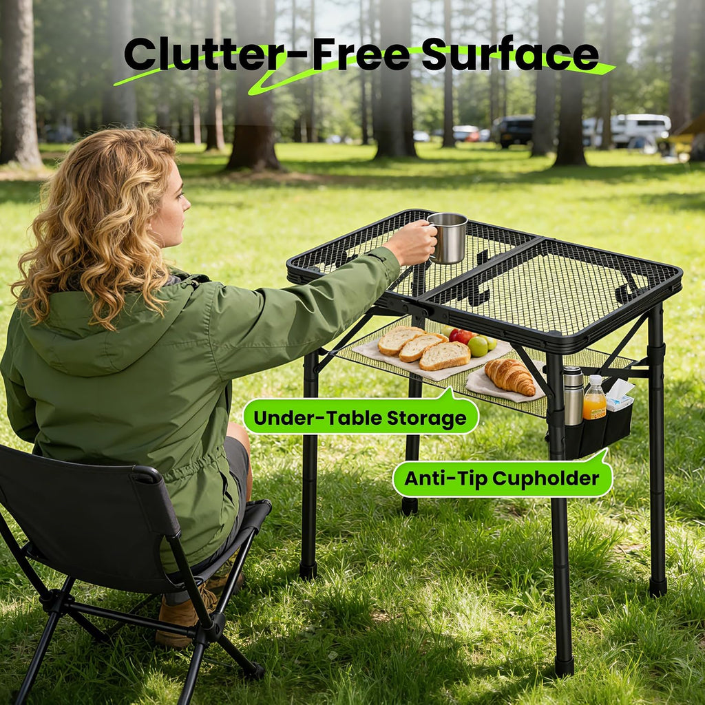 WildFinder Folding Grill Table, 2x1.3 FT Portable Camping Table, Foldable