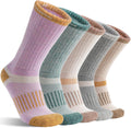 MOGGEI 5 Pairs Merino Wool Hiking Socks Warm Thermal Winter Cozy Cushioned Moisture Wicking Socks for Women & Men