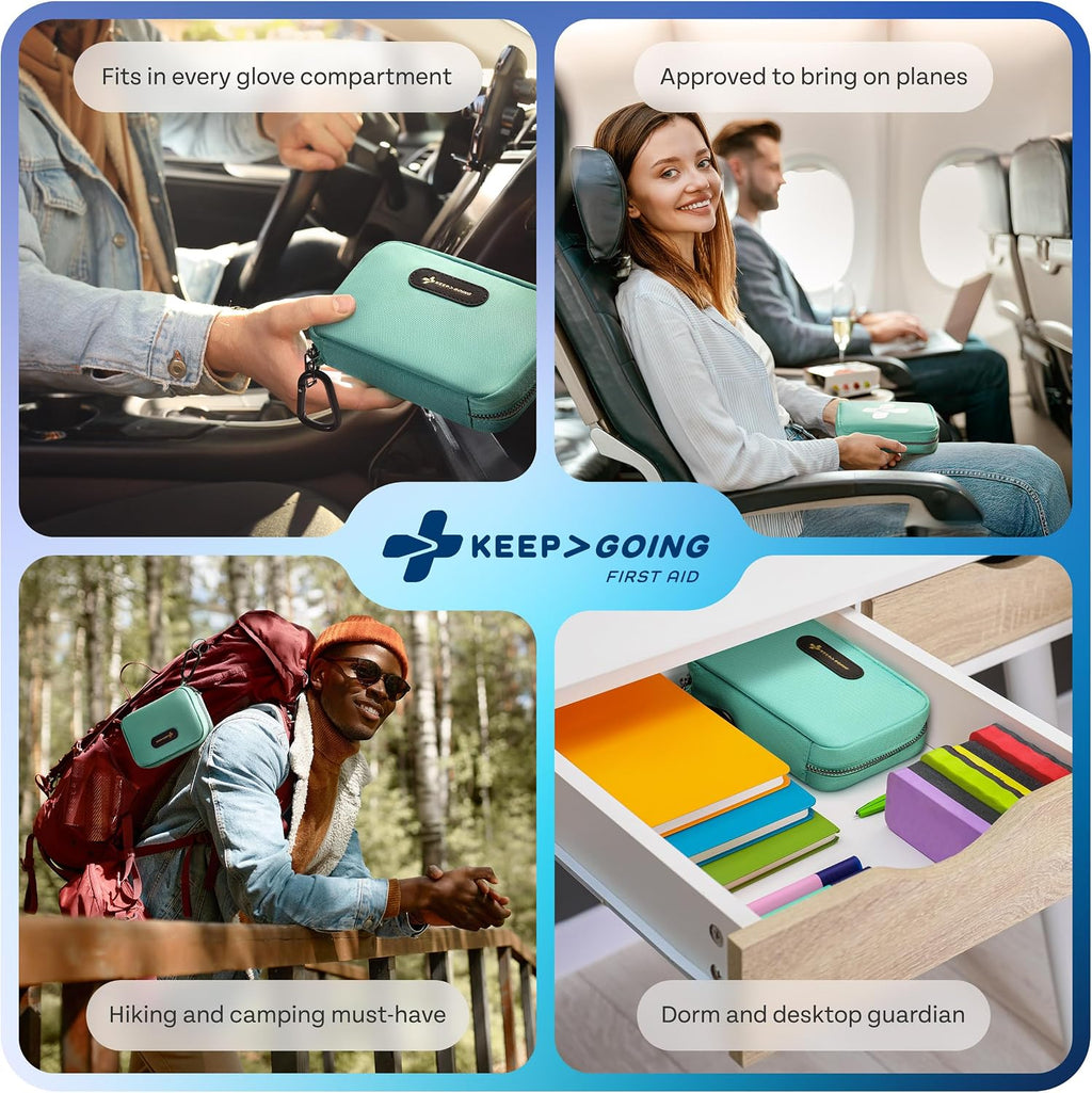 KeepGoing Travel First Aid Kit - TSA-Approved Travel Size