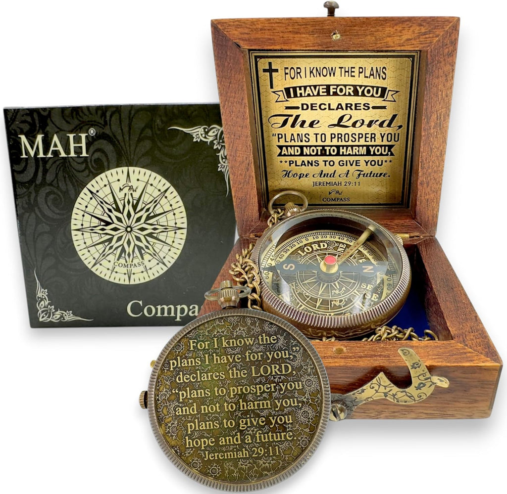 Handmade Religious Brass Compass Gift with Engraved & Embossed Faith Messages – Inspirational Christian Religious Gift Keepsake for Baptism, Confirmation, Christening, First Communion or Christmas
