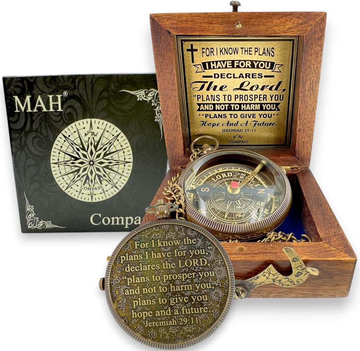 Handmade Religious Brass Compass Gift with Engraved & Embossed Faith Messages – Inspirational Christian Religious Gift Keepsake for Baptism, Confirmation, Christening, First Communion or Christmas