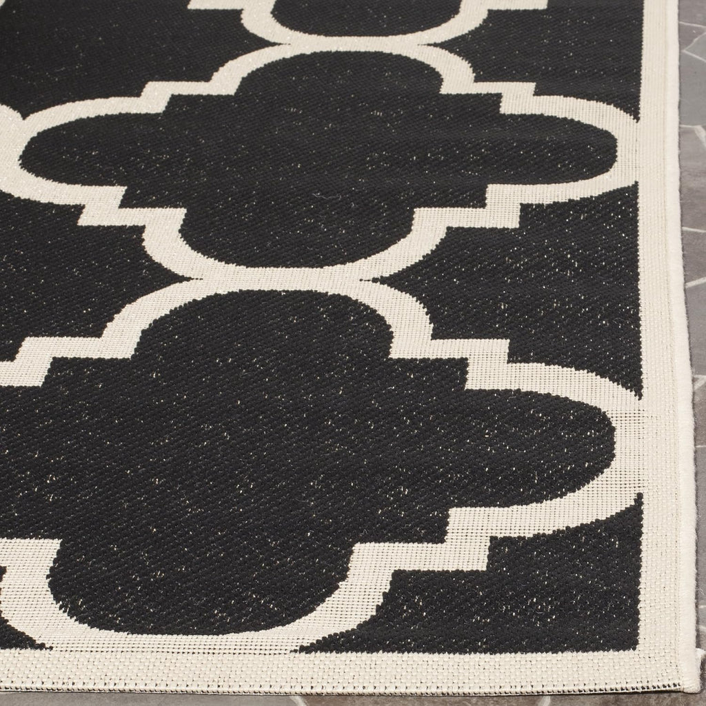SAFAVIEH Washable Rug Outdoor Courtyard Collection - 2'3" x 6'7" Runner, Black & Beige, Non-Shedding & Easy Cleaning, Ideal for Patio, Entryway, Mudroom, Hallway, Kitchen (CY6243-266)