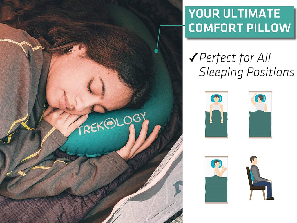 TREKOLOGY Aluft 2.0 Small Inflatable Camping Pillow for Backpacking, Travel