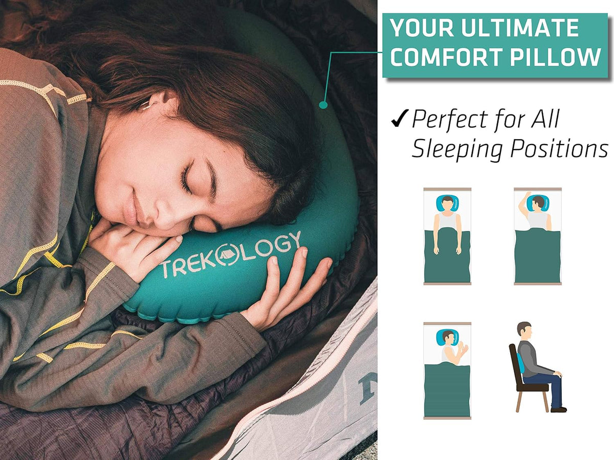 TREKOLOGY Aluft 2.0 Small Inflatable Camping Pillow for Backpacking, Travel