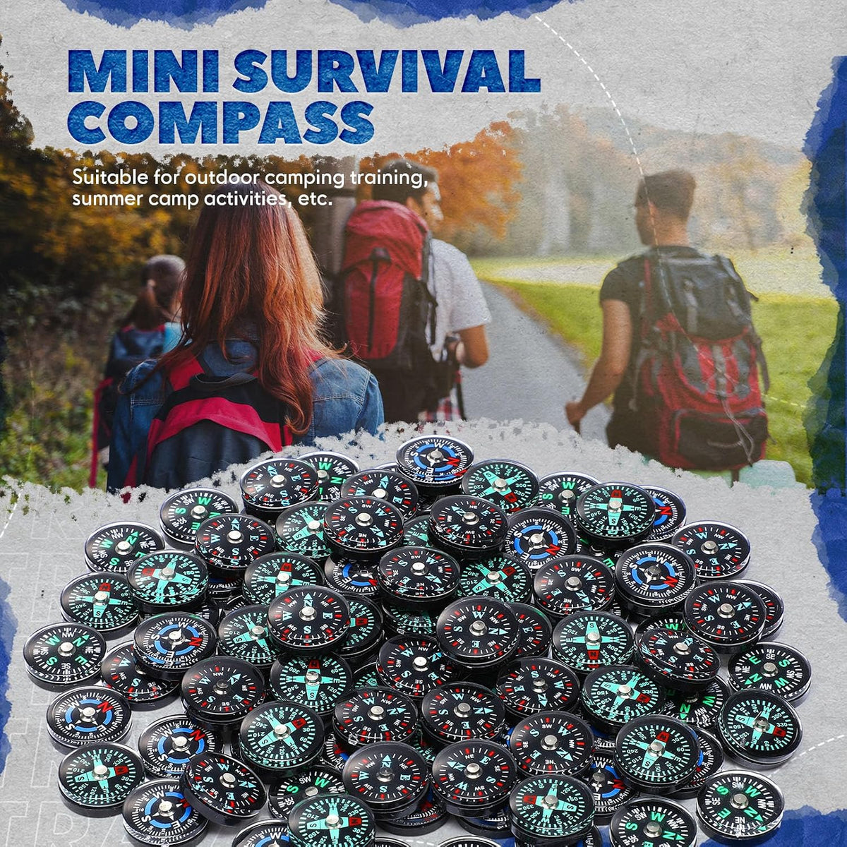 Relaxweex 100 Pcs 20mm Mini Button Compass Bulk for Camping