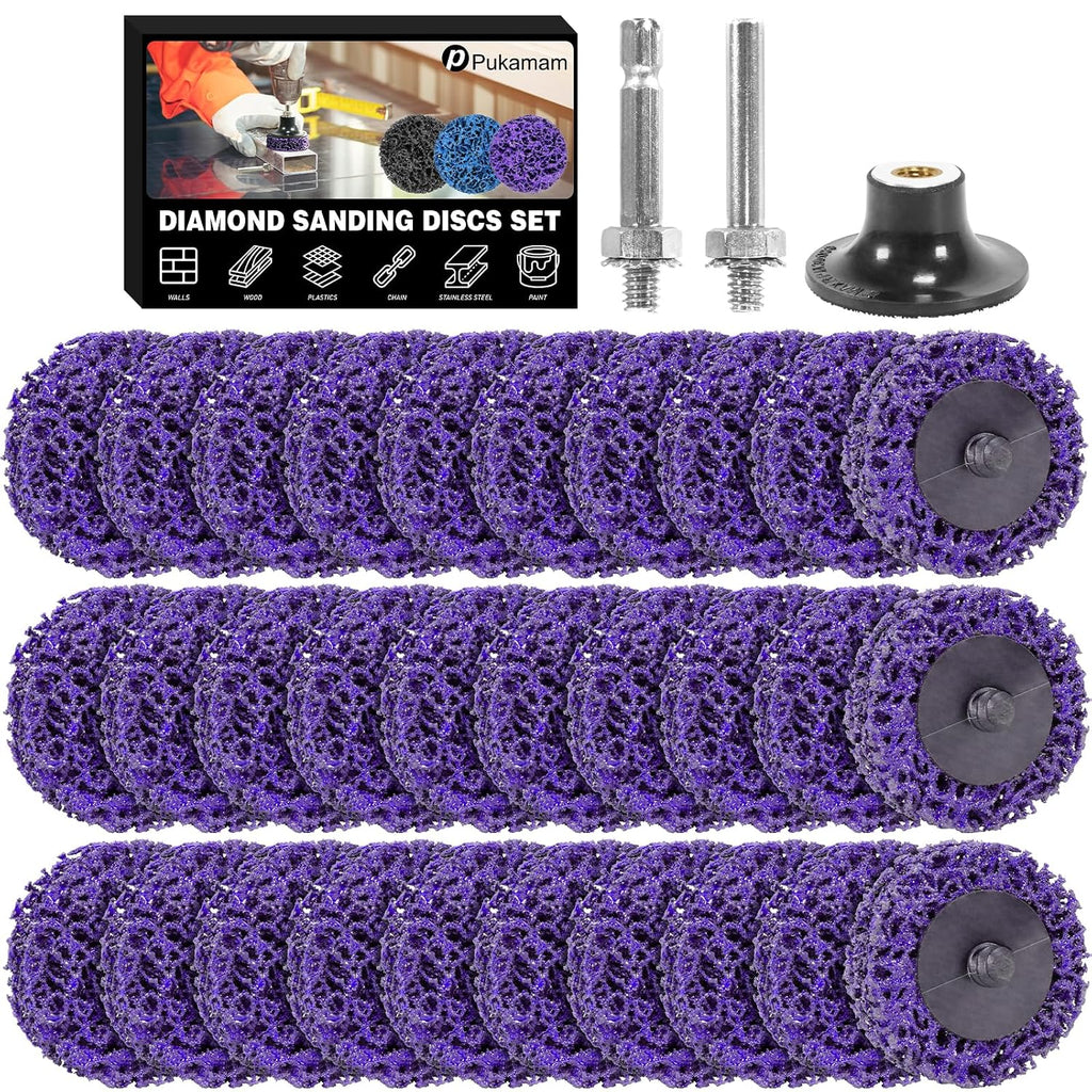 33 PCS 2" Quick Change Diamond Sanding Discs Easy Strip Wheels, Purple