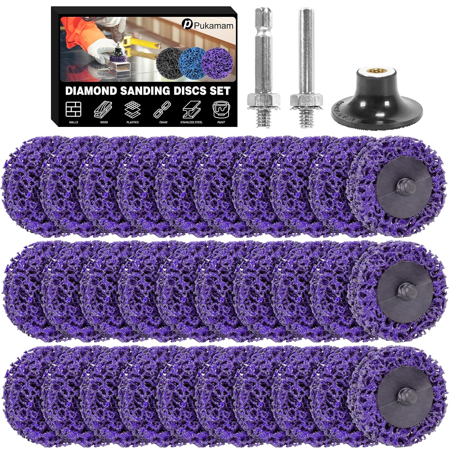 33 PCS 2" Quick Change Diamond Sanding Discs Easy Strip Wheels, Purple