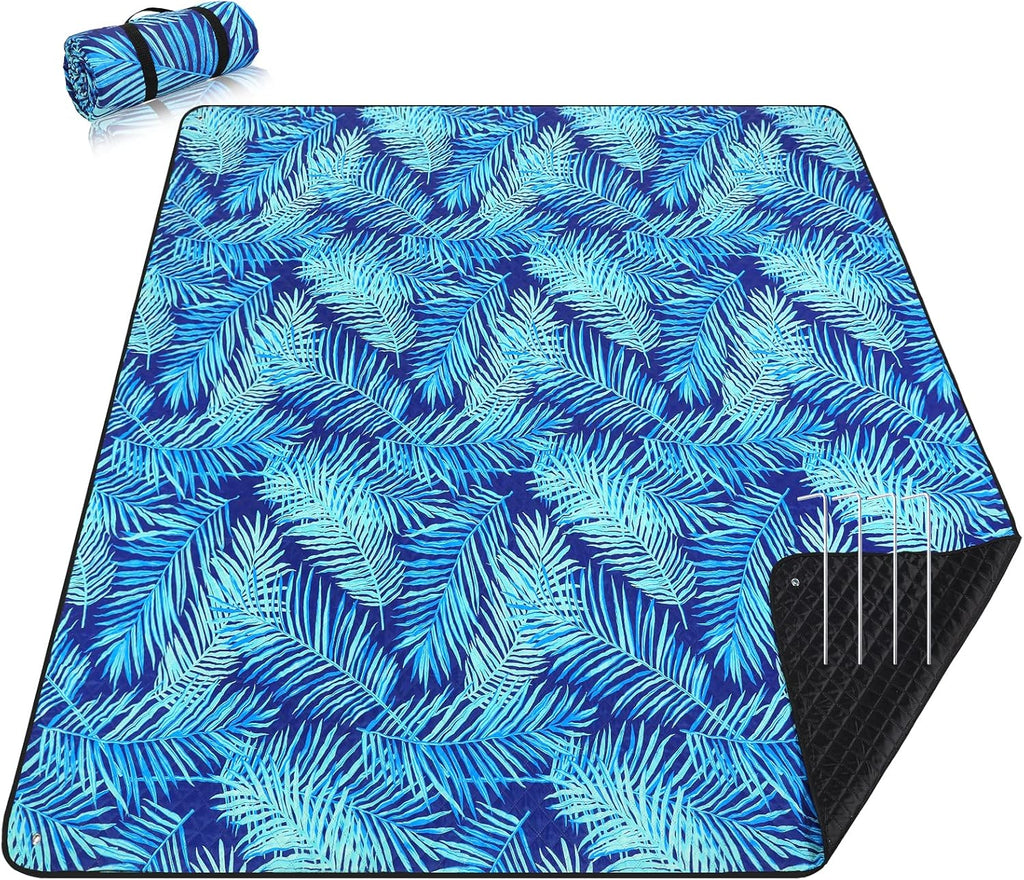 PY SUPER MODE Picnic Blankets Extra Large, Waterproof Foldable Outdoor Beach Blanket Oversized 83x79” Sandproof, 3-Layer Picnic Mat for Camping, Hiking, Travel, Park, Concerts(Orange Boho)