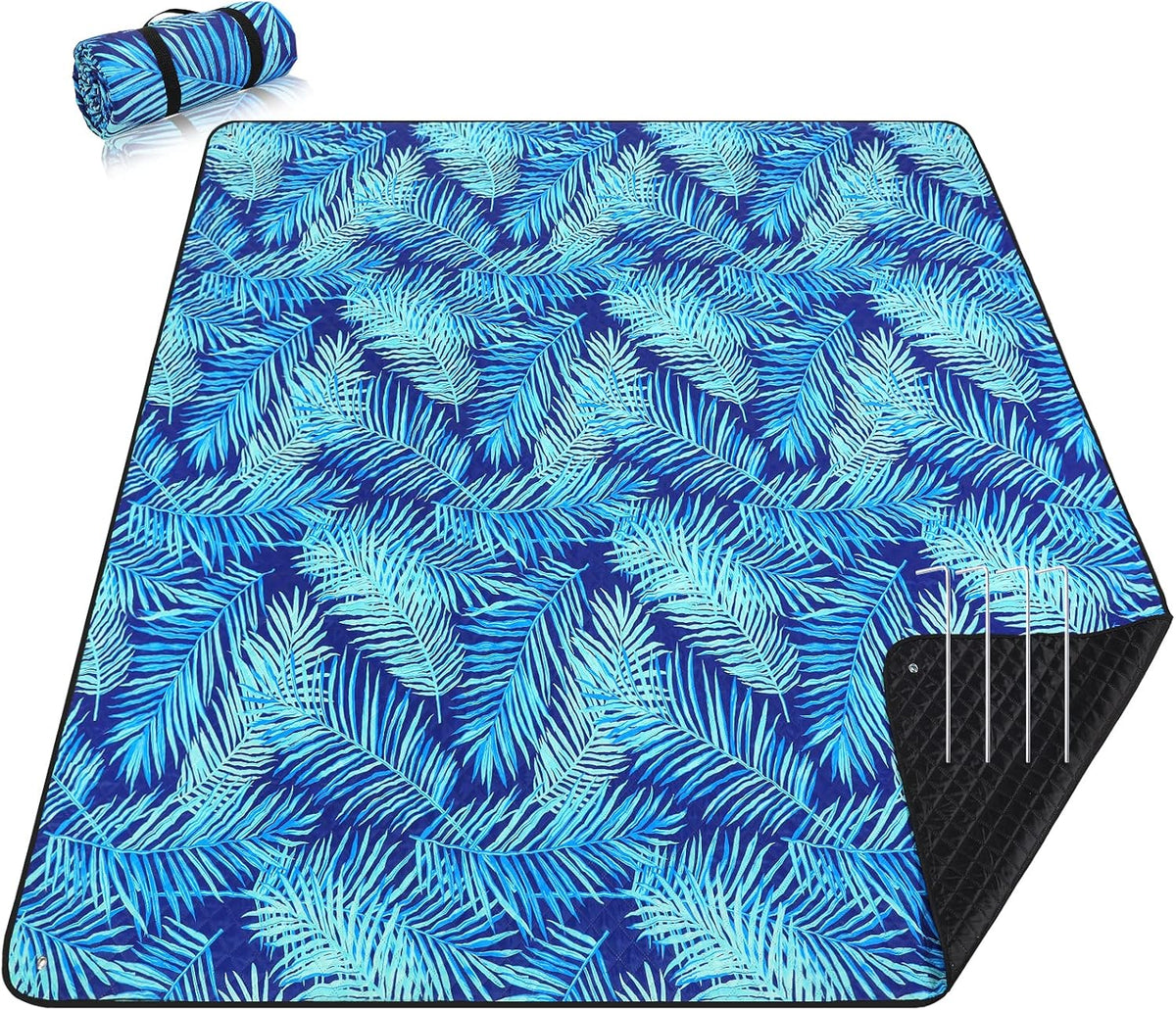 PY SUPER MODE Picnic Blankets Extra Large, Waterproof Foldable Outdoor Beach Blanket Oversized 83x79” Sandproof, 3-Layer Picnic Mat for Camping, Hiking, Travel, Park, Concerts(Orange Boho)