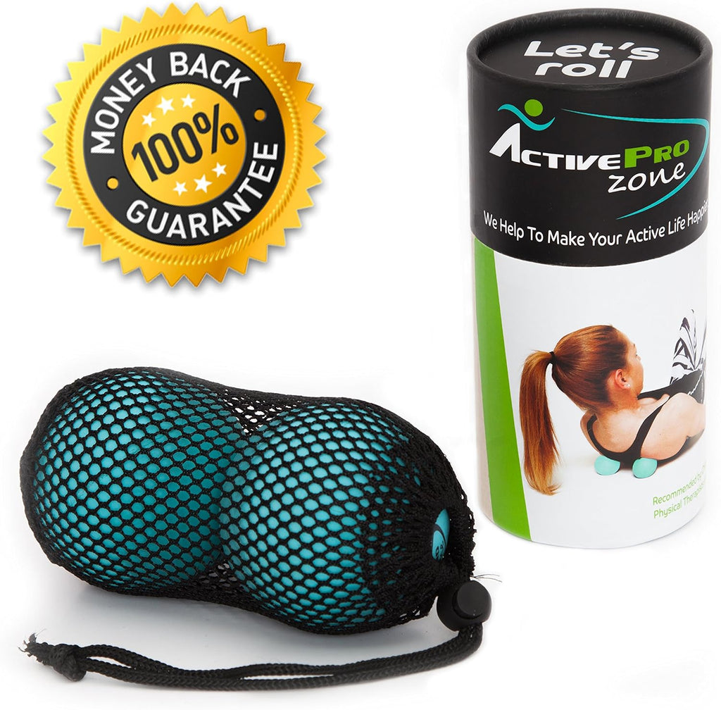 Therapy Massage Ball - Instant Muscle Pain Relief. Proven Effective for Myofascial Release, Deep Tissue Pressure, Yoga & Trigger Point Treatments. Set - 2 Extra Firm Balls W/Mesh Bag.