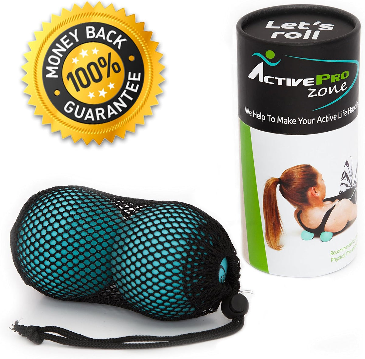 Therapy Massage Ball - Instant Muscle Pain Relief. Proven Effective for Myofascial Release, Deep Tissue Pressure, Yoga & Trigger Point Treatments. Set - 2 Extra Firm Balls W/Mesh Bag.