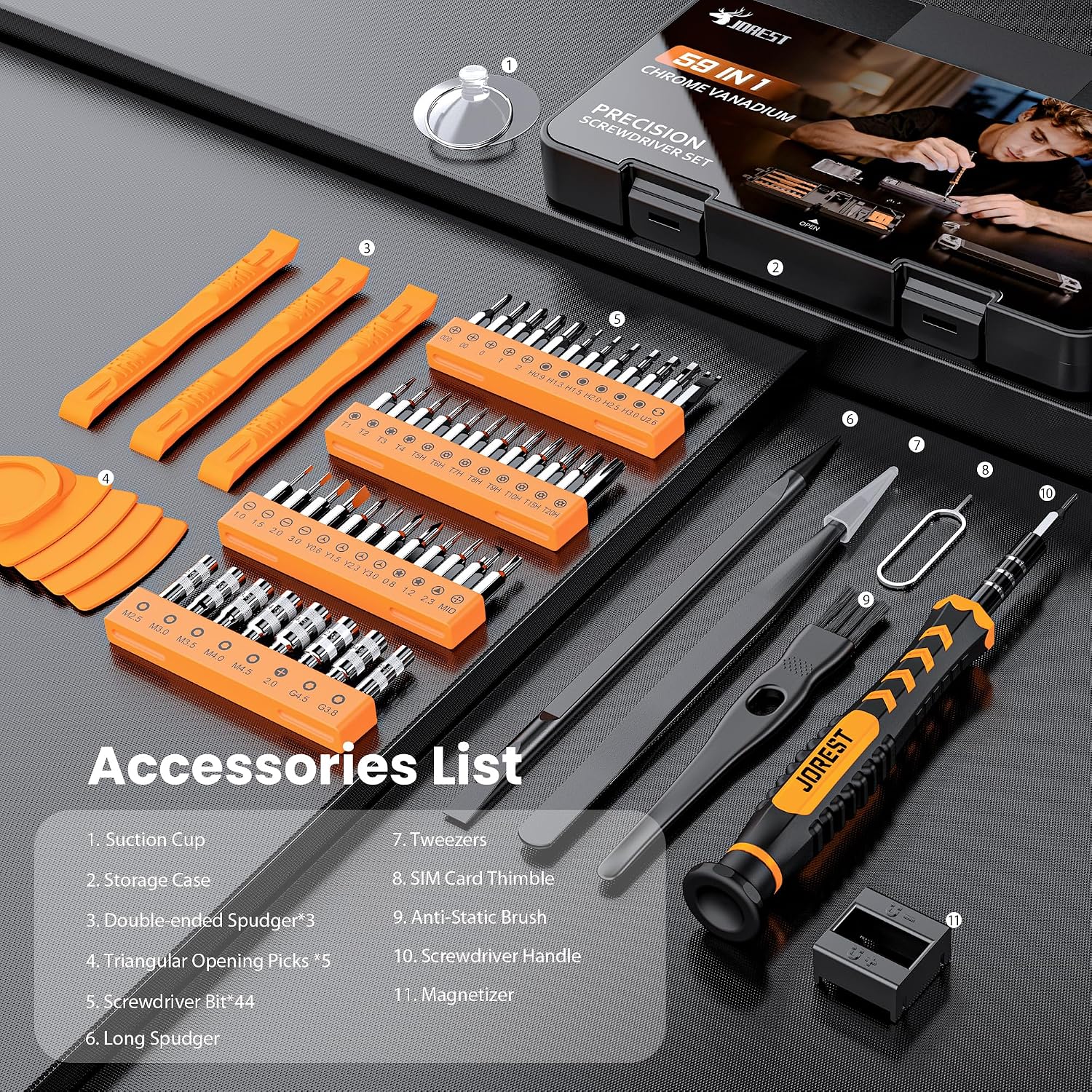 JOREST 59Pcs Small Precision Screwdriver Set with Torx T5 T6, Mini Tool Kit